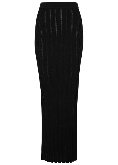 Dion Lee Gradient Ribbed-knit Maxi Skirt In Black