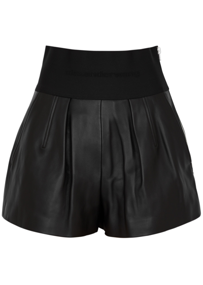 Alexander Wang Womens Black Safari High-rise Leather Shorts