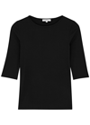 Vince Ribbed Stretch-jersey Top In Black