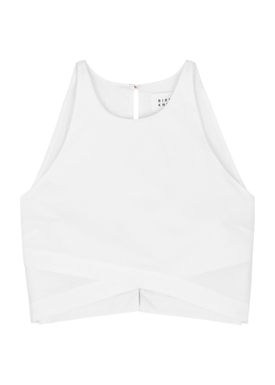 Bird & Knoll Polly Cropped Cotton-poplin Top In White