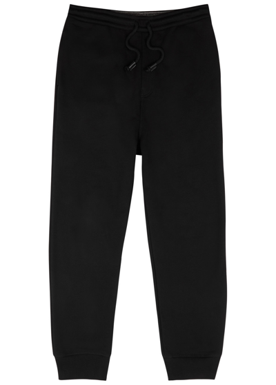 Loewe Logo-embroidered Cotton Sweatpants In Black