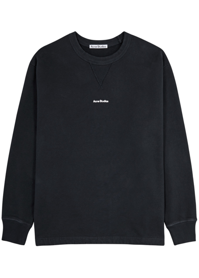 Acne Studios Fin Logo-print Cotton Sweatshirt In Black