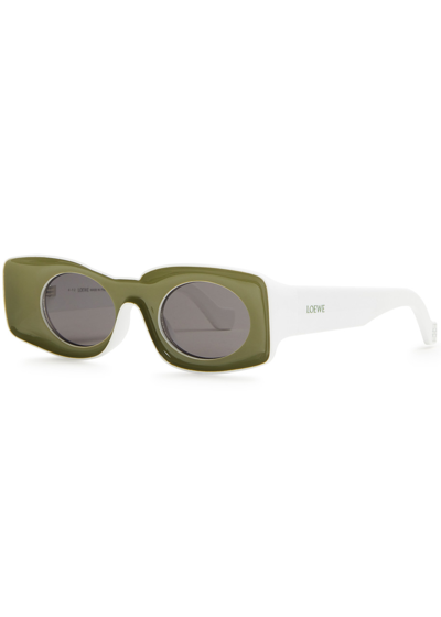 Loewe X Paula's Ibiza Rectangle-frame Sunglasses In Green