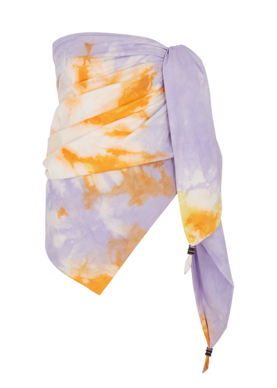 Luuda Tie-dye Cotton Scarf In Lilac