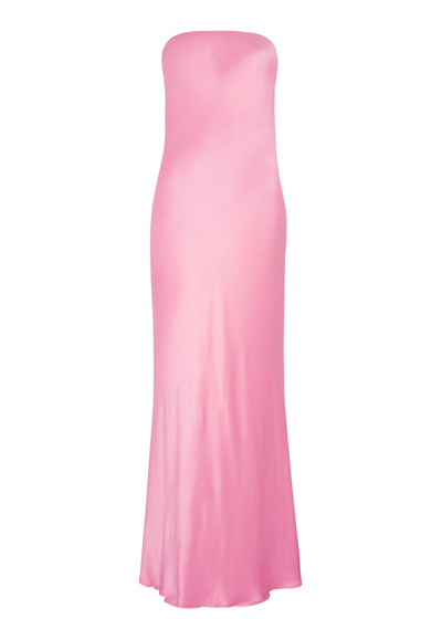 Bec & Bridge Moon Dance Strapless Satin Midi Dress In Bright Pink