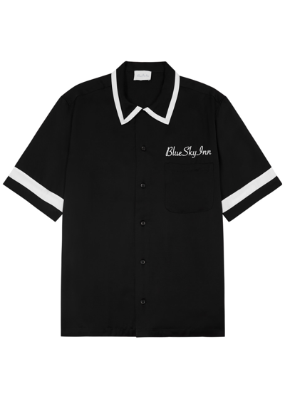 Blue Sky Inn Men's Waiter Contrast-trim Camp Shirt In Black