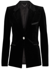 Rabanne Crystal-button Velour Single-breasted Blazer In Black