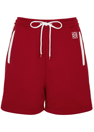 Loewe Striped Jersey Shorts In Red