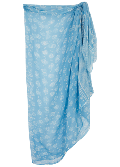 Cloe Cassandro Printed Silk-chiffon Sarong, Sarong, Blue