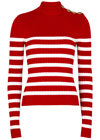 Balmain Embellished Striped Knit Top In Red