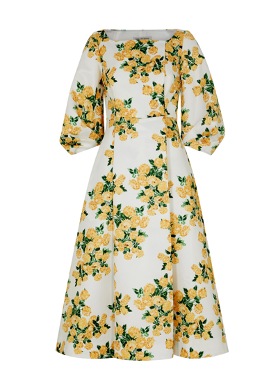 Emilia Wickstead Gabby Floral-print Faille Midi Dress In Yellow