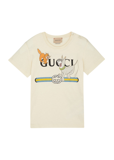 Gucci Kids Printed Cotton T-shirt (1-36 Months) In Neutral