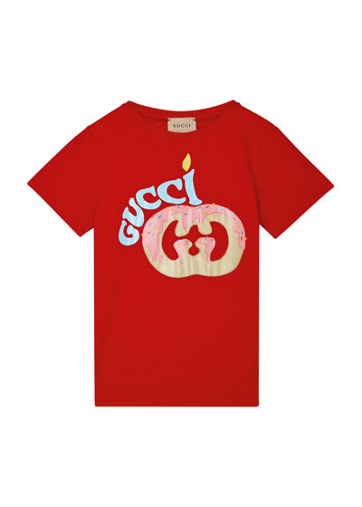 Gucci Kids Logo-print Cotton T-shirt In Red