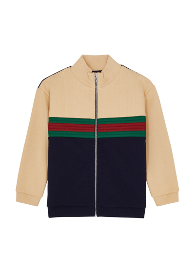 Gucci Kids Panelled Striped Cotton Jacket In Multi