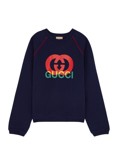 Gucci Kids Logo-print Cotton Sweatshirt In Black