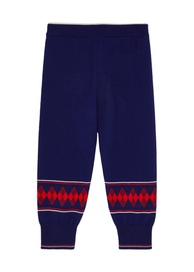 Gucci Kids Patterned-intarsia Wool Sweatpants In Blue