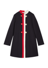 Gucci Kids Double-breasted Wool-blend Coat In Navy