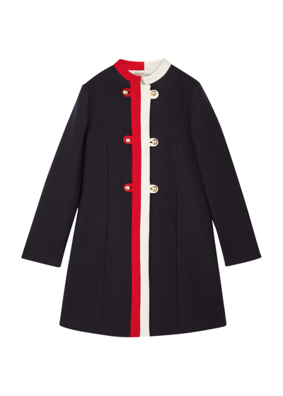Gucci Kids Double-breasted Wool-blend Coat In Blue