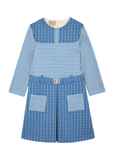 Gucci Kids Gg-jacquard Jersey Dress (6-12 Years) In Blue