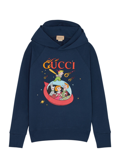 Gucci Kids X The Jetsons Printed Hooded Cotton Sweatshirt In Blue