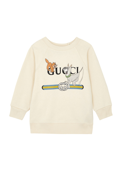 Gucci Kids Printed Cotton Sweatshirt In Neutral