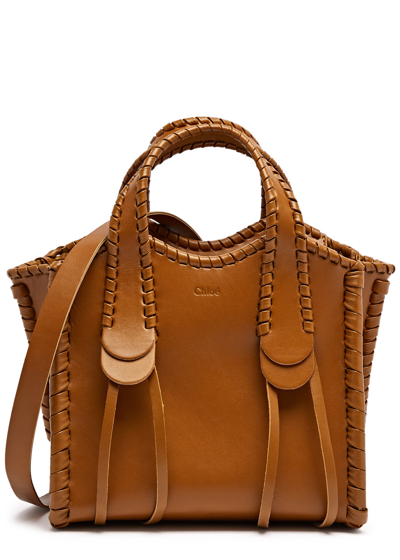 Chloé Mony Small Leather Tote, Leather Bag, Caramel In Brown