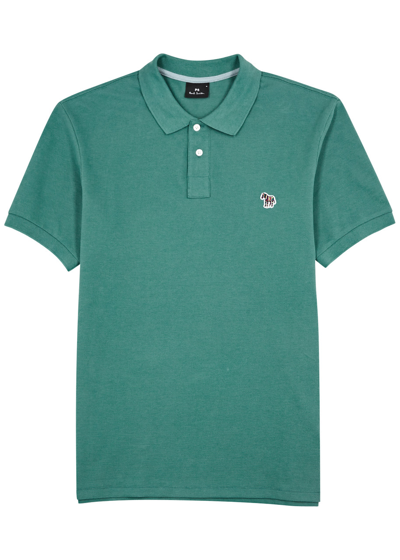Ps By Paul Smith Logo Piqué Cotton Polo Shirt In Green