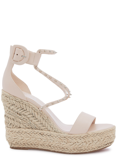 Christian Louboutin Chocazeppa 120 Leather Wedge Espadrilles In Neutral