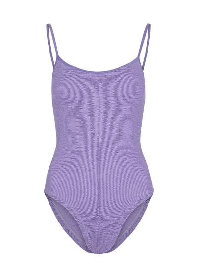 Hunza G Pamela Crinkle Swimsuit In Purple