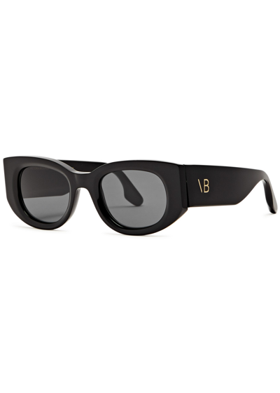 Victoria Beckham Oval-frame Sunglasses In Black