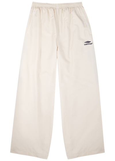 Balenciaga Wide-leg Colour-block Cotton-blend Shell Track Trousers In White