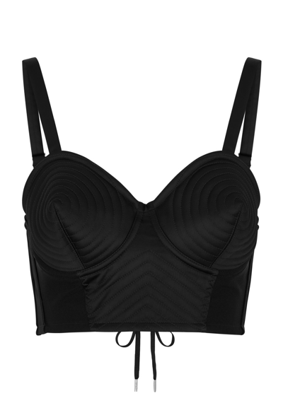 Jean Paul Gaultier Conical Panelled Satin Bra Top In Black