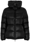 Moncler Douro Hooded Appliquéd Quilted Shell Down Jacket In Black