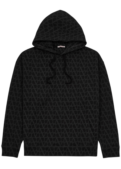Valentino Toile Iconographe Hooded Cotton Sweatshirt In Black