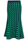 WALES BONNER WALES BONNER OCEAN CHEVRON-INTARSIA COTTON MIDI SKIRT