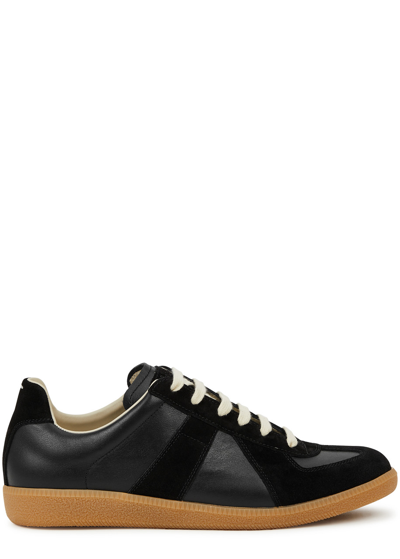 Maison Margiela Replica Panelled Leather Sneakers In Black