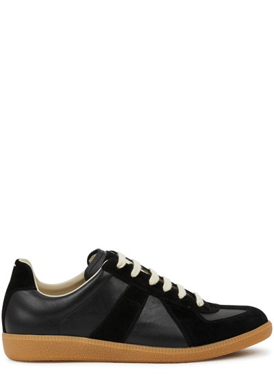 Maison Margiela Replica Suede Leather Gum Sole Sneakers In Black