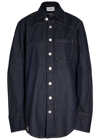 Coperni Moto Oversized Denim Shirt In Navy