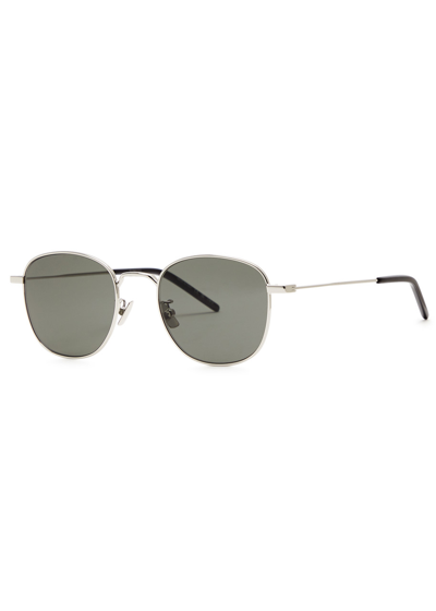 Saint Laurent Oval-frame Sunglasses In Metallic