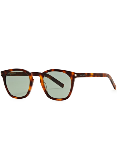 Saint Laurent Sl28 Slim Square-frame Sunglasses In Brown
