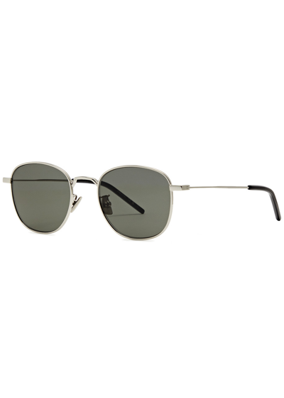 Saint Laurent Round-frame Sunglasses In Metallic