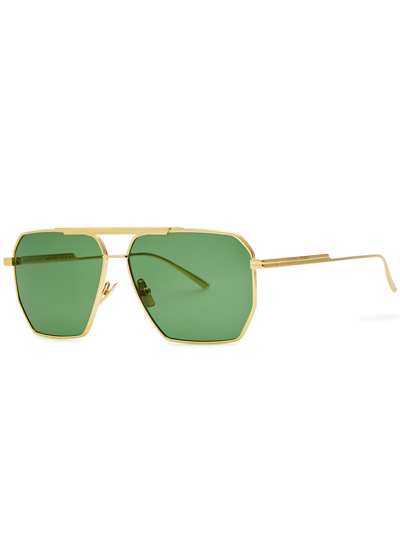 Bottega Veneta Classic Aviator-style Sunglasses In Green