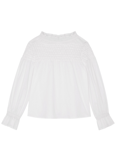Merlette Majorelle White Smocked Cotton Blouse