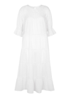 Merlette Paradis Tiered Cotton Midi Dress In White