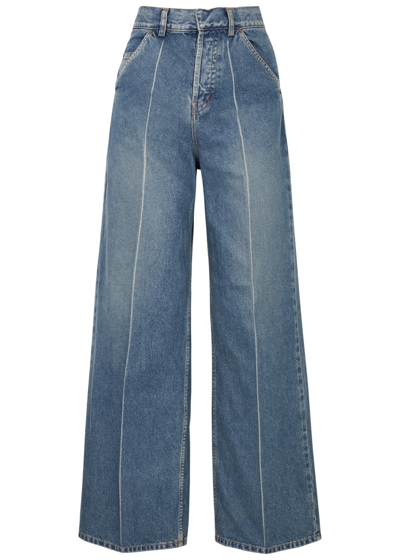 Petar Petrov Denim Midrise Wide Leg Jeans In Light Blue