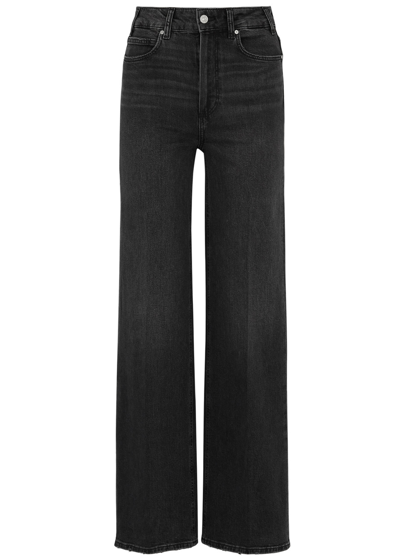 Paige Anessa High Rise Wide Leg Jeans In Viper Black Distressed