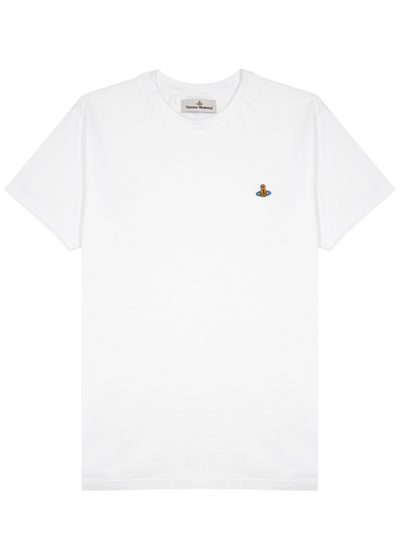 Vivienne Westwood Logo-embroidered Cotton T-shirt In White