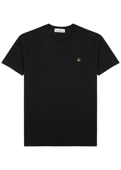 Vivienne Westwood Logo-embroidered Cotton T-shirt In Black