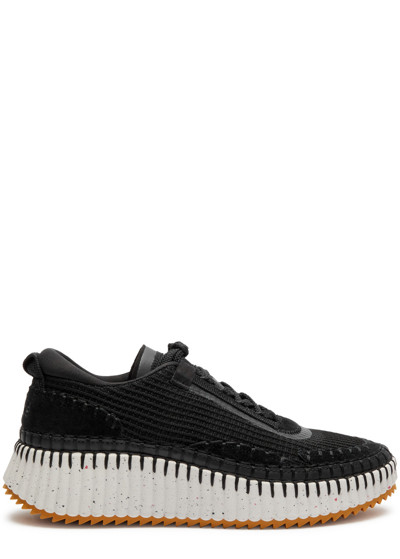 Chloé Chloe Nama Panelled Recycled Mesh Trainers In Black