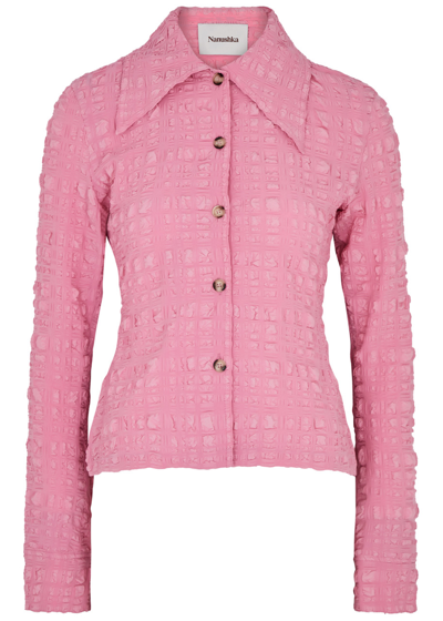 Nanushka + Net Sustain Lotte Recycled-seersucker Shirt In Pink